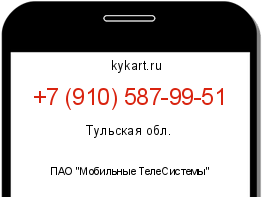 Информация о номере телефона +7 (910) 587-99-51: регион, оператор