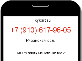 Информация о номере телефона +7 (910) 617-96-05: регион, оператор