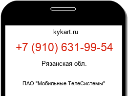 Информация о номере телефона +7 (910) 631-99-54: регион, оператор