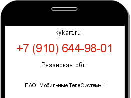 Информация о номере телефона +7 (910) 644-98-01: регион, оператор