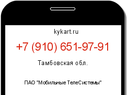Информация о номере телефона +7 (910) 651-97-91: регион, оператор