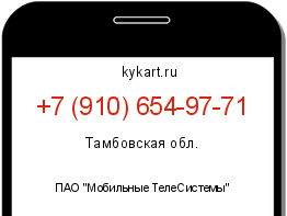 Информация о номере телефона +7 (910) 654-97-71: регион, оператор