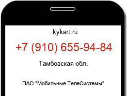 Информация о номере телефона +7 (910) 655-94-84: регион, оператор
