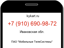 Информация о номере телефона +7 (910) 690-98-72: регион, оператор