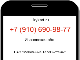 Информация о номере телефона +7 (910) 690-98-77: регион, оператор
