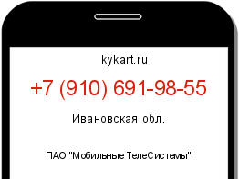Информация о номере телефона +7 (910) 691-98-55: регион, оператор