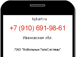 Информация о номере телефона +7 (910) 691-98-61: регион, оператор