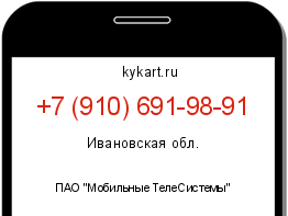 Информация о номере телефона +7 (910) 691-98-91: регион, оператор