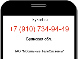 Информация о номере телефона +7 (910) 734-94-49: регион, оператор