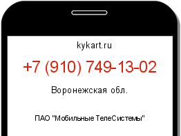 Информация о номере телефона +7 (910) 749-13-02: регион, оператор