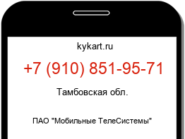 Информация о номере телефона +7 (910) 851-95-71: регион, оператор