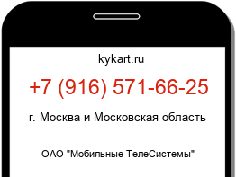 Информация о номере телефона +7 (916) 571-66-25: регион, оператор