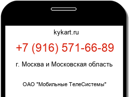 Информация о номере телефона +7 (916) 571-66-89: регион, оператор