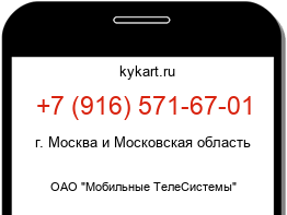 Информация о номере телефона +7 (916) 571-67-01: регион, оператор