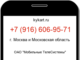 Информация о номере телефона +7 (916) 606-95-71: регион, оператор