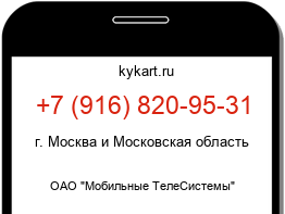 Информация о номере телефона +7 (916) 820-95-31: регион, оператор