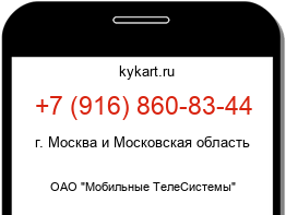 Информация о номере телефона +7 (916) 860-83-44: регион, оператор
