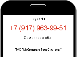 Информация о номере телефона +7 (917) 963-99-51: регион, оператор