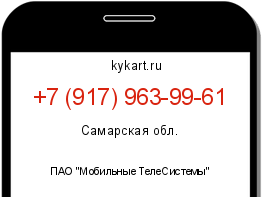 Информация о номере телефона +7 (917) 963-99-61: регион, оператор