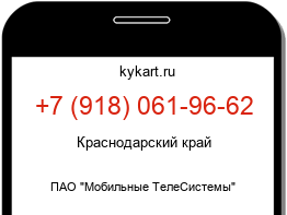 Информация о номере телефона +7 (918) 061-96-62: регион, оператор