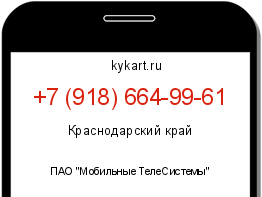 Информация о номере телефона +7 (918) 664-99-61: регион, оператор
