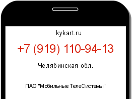 Информация о номере телефона +7 (919) 110-94-13: регион, оператор