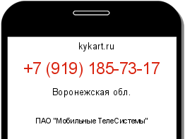 Информация о номере телефона +7 (919) 185-73-17: регион, оператор