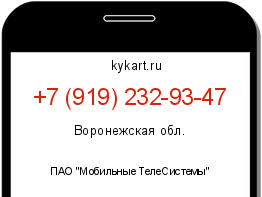 Информация о номере телефона +7 (919) 232-93-47: регион, оператор