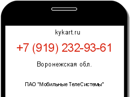 Информация о номере телефона +7 (919) 232-93-61: регион, оператор