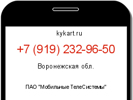 Информация о номере телефона +7 (919) 232-96-50: регион, оператор