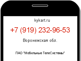 Информация о номере телефона +7 (919) 232-96-53: регион, оператор