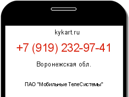 Информация о номере телефона +7 (919) 232-97-41: регион, оператор