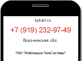 Информация о номере телефона +7 (919) 232-97-49: регион, оператор