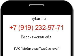 Информация о номере телефона +7 (919) 232-97-71: регион, оператор