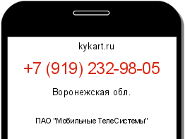 Информация о номере телефона +7 (919) 232-98-05: регион, оператор