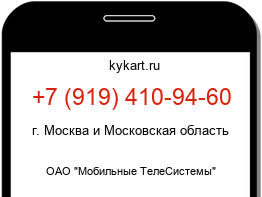 Информация о номере телефона +7 (919) 410-94-60: регион, оператор