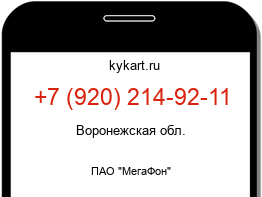 Информация о номере телефона +7 (920) 214-92-11: регион, оператор