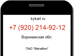 Информация о номере телефона +7 (920) 214-92-12: регион, оператор