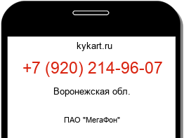 Информация о номере телефона +7 (920) 214-96-07: регион, оператор