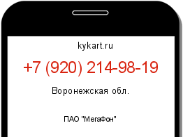 Информация о номере телефона +7 (920) 214-98-19: регион, оператор