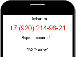 Информация о номере телефона +7 (920) 214-98-21: регион, оператор