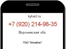 Информация о номере телефона +7 (920) 214-98-35: регион, оператор