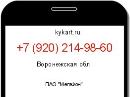 Информация о номере телефона +7 (920) 214-98-60: регион, оператор