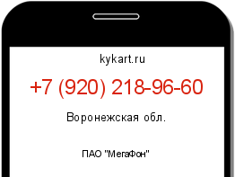 Информация о номере телефона +7 (920) 218-96-60: регион, оператор