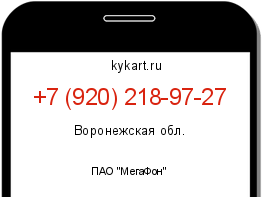 Информация о номере телефона +7 (920) 218-97-27: регион, оператор