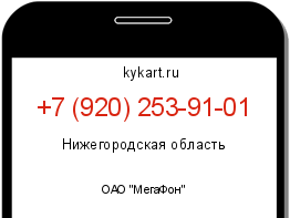 Информация о номере телефона +7 (920) 253-91-01: регион, оператор