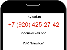 Информация о номере телефона +7 (920) 425-27-42: регион, оператор