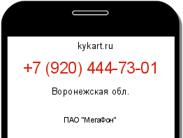 Информация о номере телефона +7 (920) 444-73-01: регион, оператор