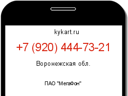 Информация о номере телефона +7 (920) 444-73-21: регион, оператор