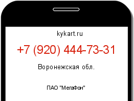 Информация о номере телефона +7 (920) 444-73-31: регион, оператор